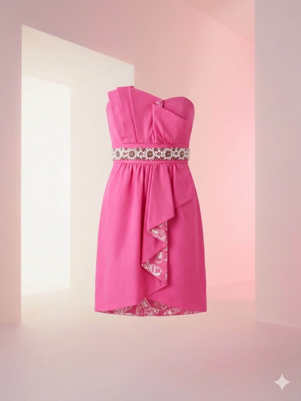 Lilly Pulitzer Pink Strapless Pearl-Embellished Faux-Wrap Dress - Picture 12 of 12